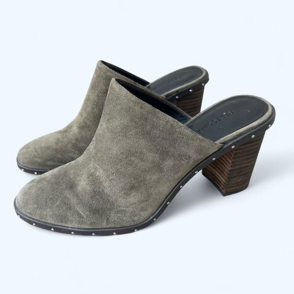 Rebecca Minkoff Green Suede Block Heel Studded Mule Shoe Women's size 6.5 M Fall - Picture 3 of 12